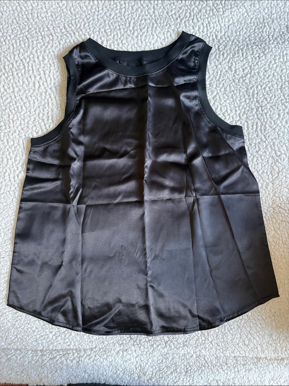 Satin Sleeveless Tank Top - Black